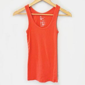GAP Essential Ribbed Cotton Tank Top Bright Persimmon Orange Small